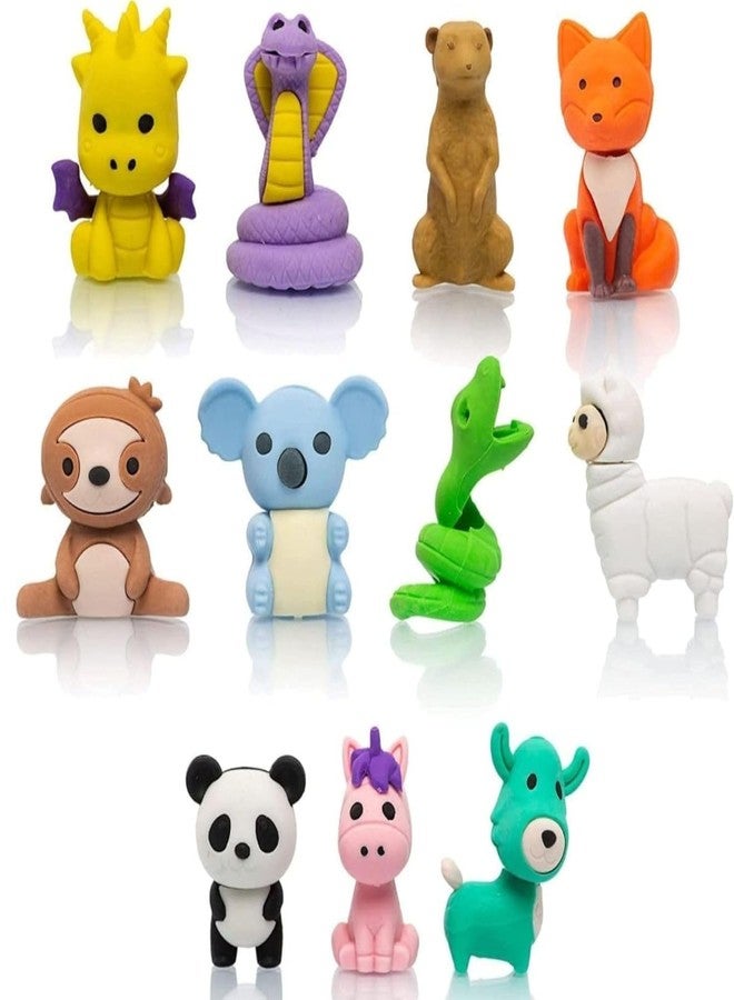 Mallexo ممحاة ماليكسو الكرتونية للأطفال | مجموعة ممحاة ثلاثية الأبعاد مكونة من 17 قطعة بتصميم حيوانات الغابة، أشكال مختلفة، لعبة مطاطية لطيفة، مجموعة أدوات مكتبية ممتعة، ممحاة صغيرة أنيقة وملونة للأولاد والبنات، هدية عيد ميلاد للأطفال - Image 1